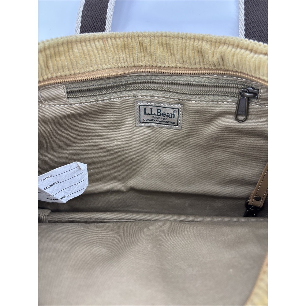 Vintage LL Bean Corduroy Boat & Tote Bag - Rare Moose Embroidery & Leather Strap - Picture 3 of 7